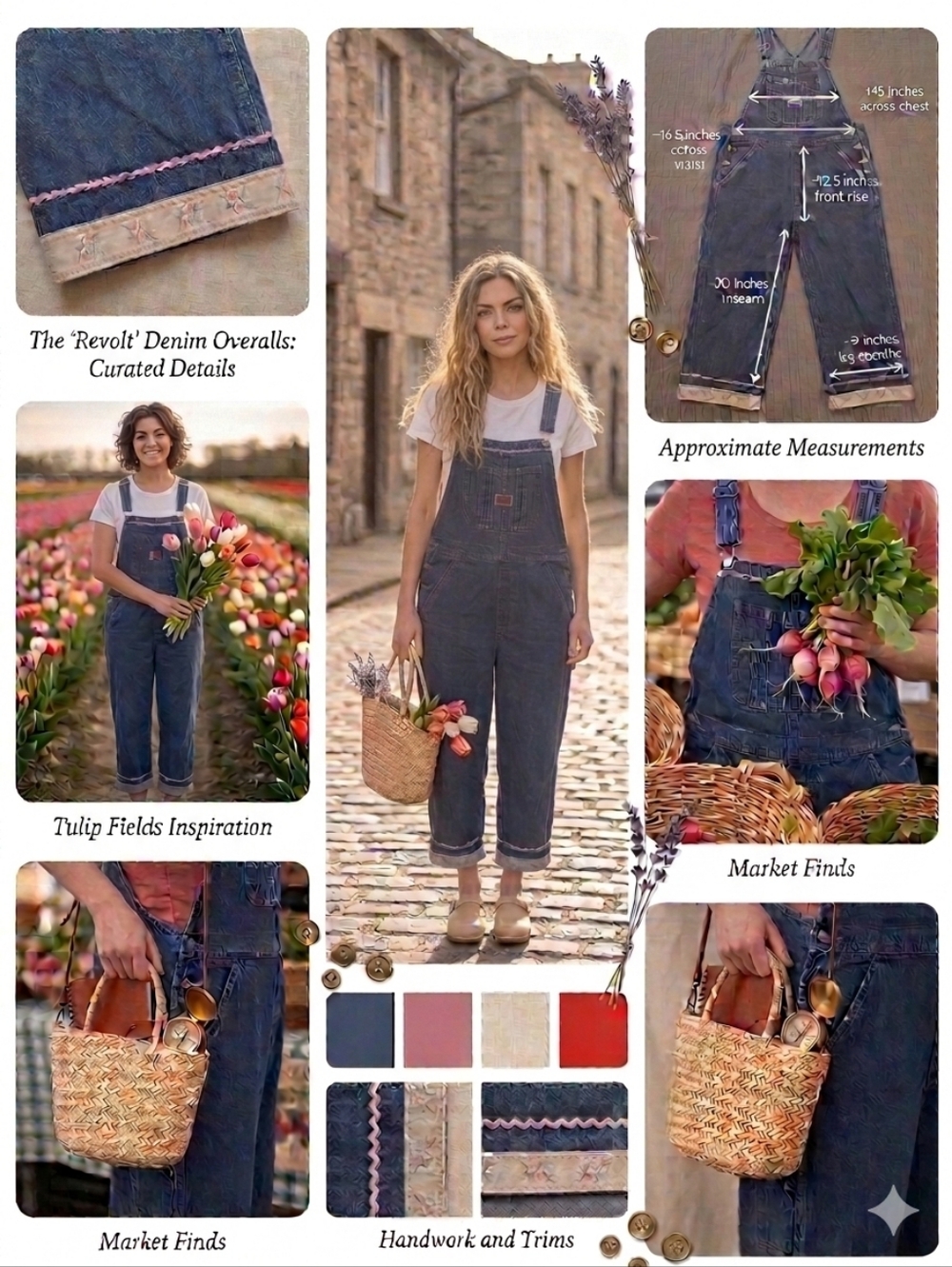 Vintage YOUTH? REVOLT Overalls with Pink Rick Rack & Ribbon Trim